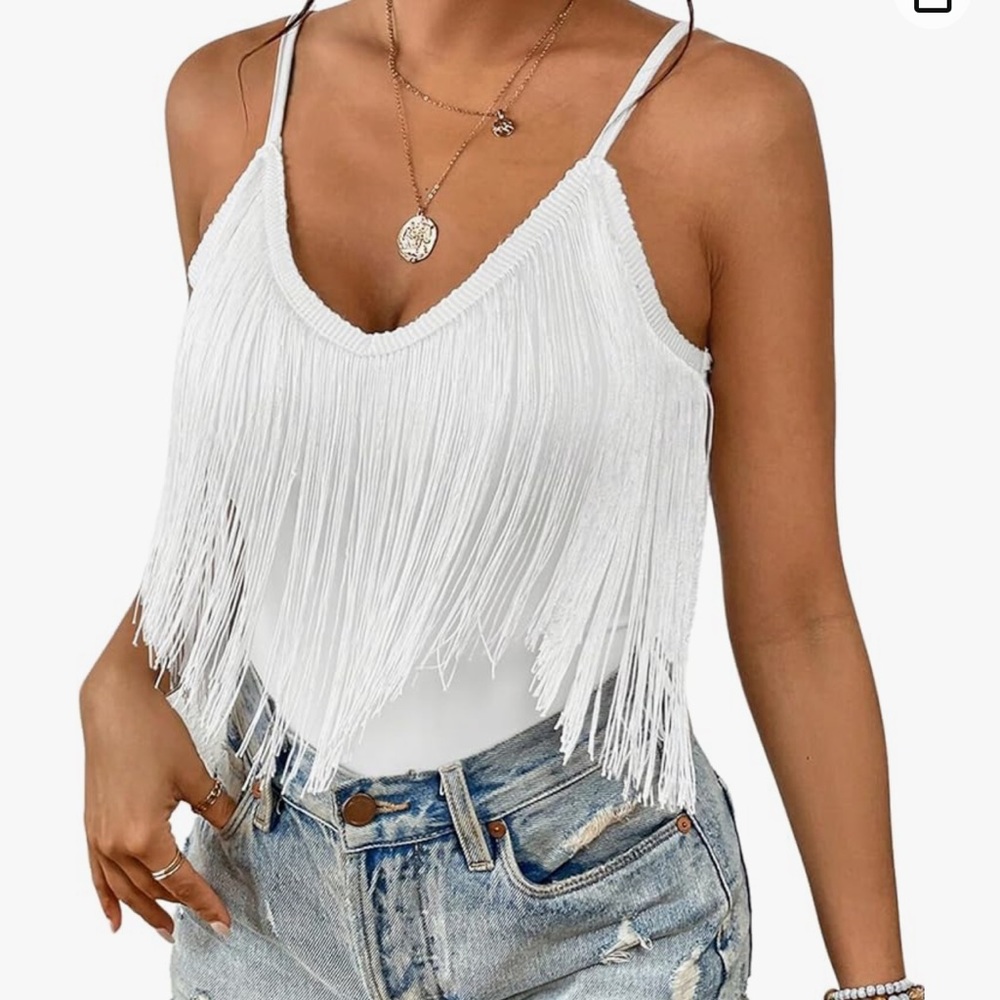 Spaghetti Strap Fringe Top